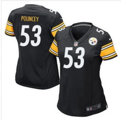 Women NEW Pittsburgh Steelers #53 Maurkice Pouncey Black Team Color Stitched NFL Elite Jersey