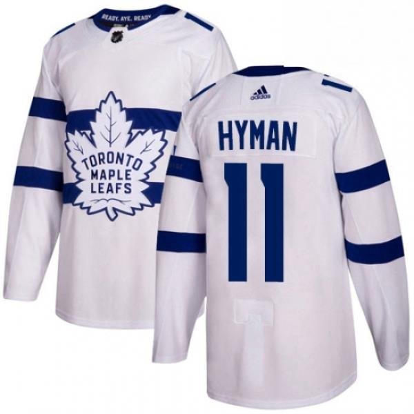 Youth Adidas Toronto Maple Leafs 11 Zach Hyman Authentic White 2018 Stadium Series NHL Jersey