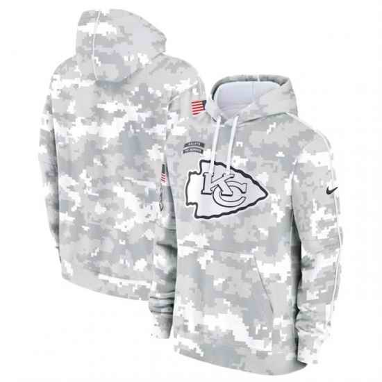 Youth Kansas City Chiefs 2024 White Gray Salute To Service Pullover Hoodie