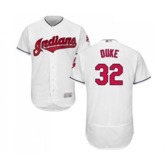 Mens Cleveland Indians 32 Zach Duke White Home Flex Base Authentic Collection Baseball Jersey