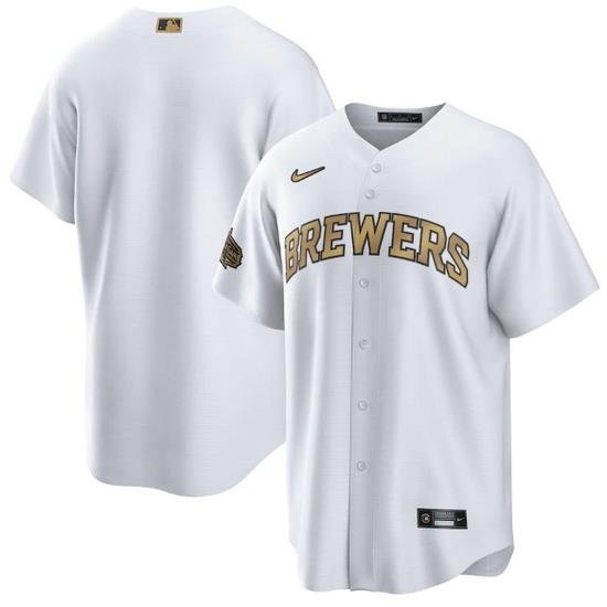 Men MilWaukee BreWers Blank 2022 All Star White Cool Base Stitched Baseball Jersey