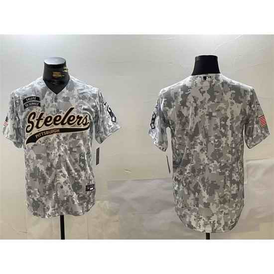 Men Pittsburgh Steelers Blank 2024 Arctic Camo Salute To Service Stitched Baseball Jersey