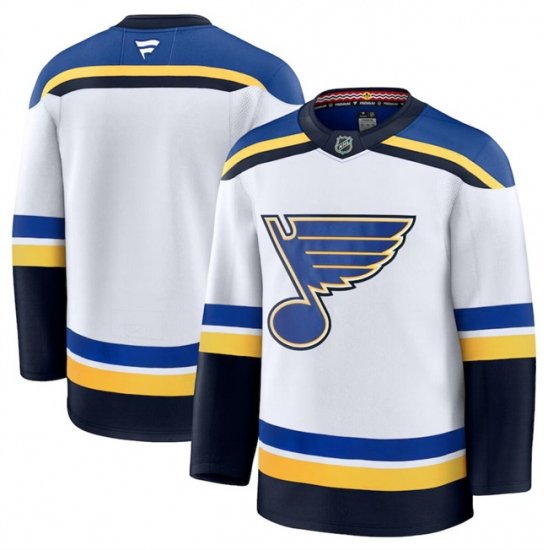 Men St  Louis Blues Blank White 2024 25 Away Stitched Hockey Jersey