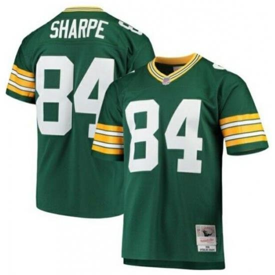 Men Green Bay Packers Sterling Sharpe #84 Green Throwback Stitched Jersey