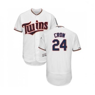 Mens Minnesota Twins 24 C J Cron White Home Flex Base Authentic Collection Baseball Jersey