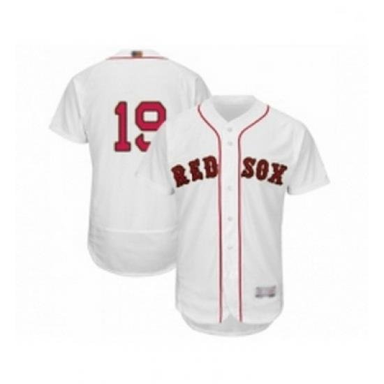 Mens Boston Red Sox 19 Fred Lynn White 2019 Gold Program Flex Base Authentic Collection Baseball Jersey