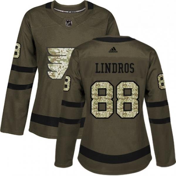 Womens Adidas Philadelphia Flyers 88 Eric Lindros Authentic Green Salute to Service NHL Jersey