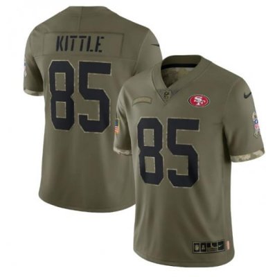 Men San Francisco 49ers 85 George Kittle Olive 2022 Salute To Service Limited Stitched Jersey