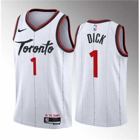 Men Toronto Raptors 1 Gradey Dick White 2023 24 Association Edition Stitched Basketball Jersey