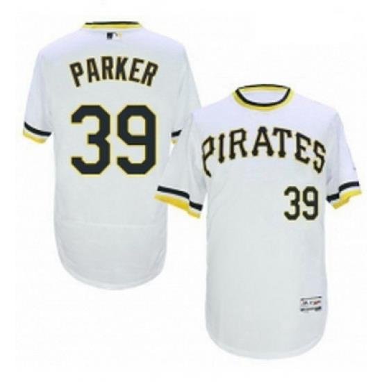 Mens Majestic Pittsburgh Pirates 39 Dave Parker White Flexbase Authentic Collection Cooperstown MLB Jersey