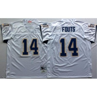 Men Los Angeles Chargers 14 Dan Fouts White M&N Throwback Jersey