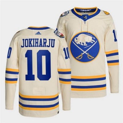 Men Buffalo Sabres 10 Henri Jokiharju 2022 Cream Heritage Classic Stitched jersey