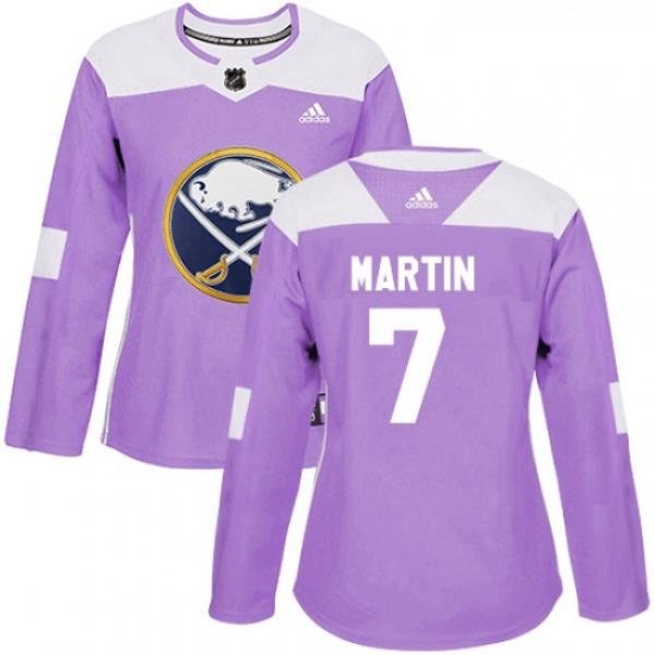 Womens Adidas Buffalo Sabres 7 Rick Martin Authentic Purple Fights Cancer Practice NHL Jersey