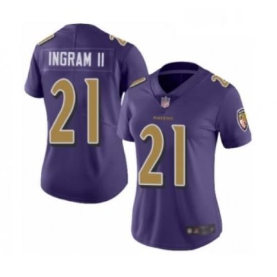 Womens Baltimore Ravens 21 Mark Ingram II Limited Purple Rush Vapor Untouchable Football Jersey