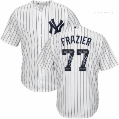 Mens Majestic New York Yankees 77 Clint Frazier Authentic White Team Logo Fashion MLB Jersey