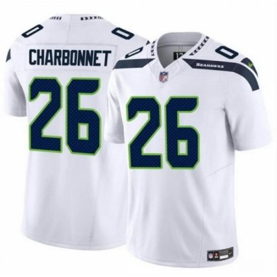 Men Seattle Seahawks 26 Zach Charbonnet White 2024 F U S E Vapor Limited Stitched Football Jersey