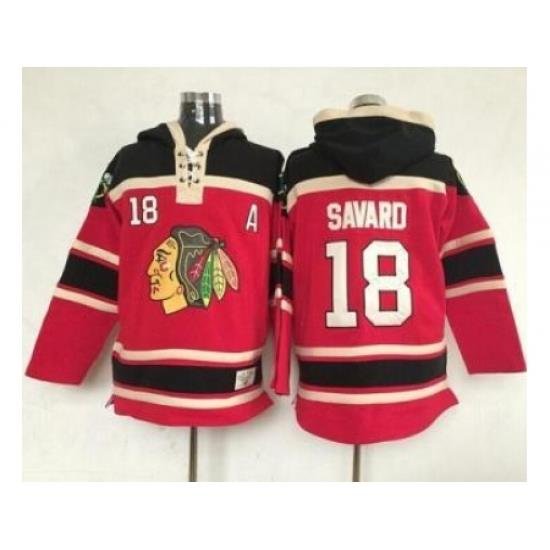 Chicago Blackhawks #18 Denis Savard Red Lace-Up NHL Jersey Hoodie