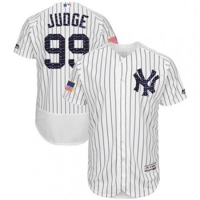 Mens Majestic NeW York Yankees 99 Aaron Judge White Stars Stripes Authentic Collection Flex Base MLB Jersey