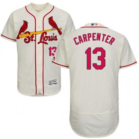 Mens Majestic St Louis Cardinals 13 Matt Carpenter Cream Alternate Flex Base Authentic Collection MLB Jersey