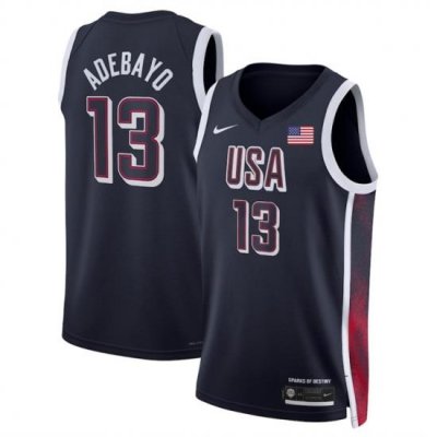 Men USA Basketball 13 Bam Adebayo Navy 2024 Swingman Stitched Jersey