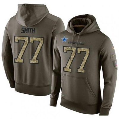 NFL Nike Dallas Cowboys 77 Tyron Smith Green Salute To Service Mens Pullover Hoodie