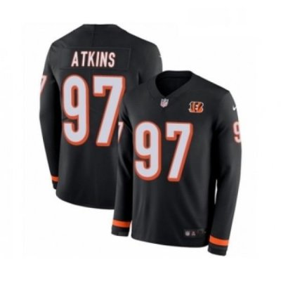 Mens Nike Cincinnati Bengals 97 Geno Atkins Limited Black Therma Long Sleeve NFL Jersey