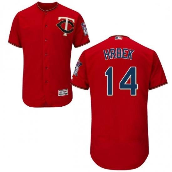 Mens Majestic Minnesota Twins 14 Kent Hrbek Authentic Scarlet Alternate Flex Base Authentic Collection MLB Jersey