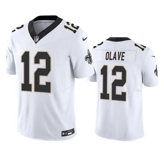 Men New Orleans Saints 12 Chris Olave White 2023 F.U.S.E. Vapor Untouchable Limited Stitched Jersey