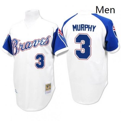 Mens Majestic Atlanta Braves 3 Dale Murphy Authentic White 1974 Throwback MLB Jersey