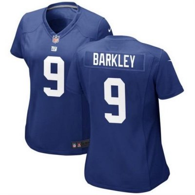 Women New York Giants 9 Matt Barkley Blue Player Stitched Jersey 28Run Small 29