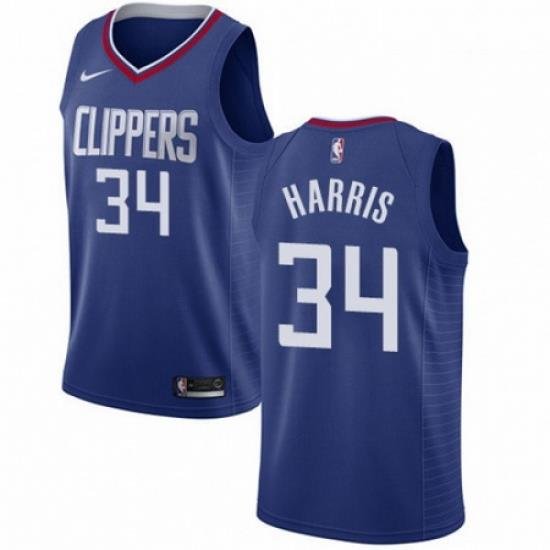 Mens Nike Los Angeles Clippers 34 Tobias Harris Swingman Blue Road NBA Jersey Icon Edition