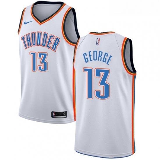 Womens Nike Oklahoma City Thunder 13 Paul George Swingman White Home NBA Jersey Association Edition