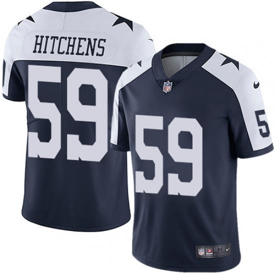 Nike Cowboys #59 Anthony Hitchens Navy Blue Thanksgiving Mens Stitched NFL Vapor Untouchable Limited Throwback Jersey