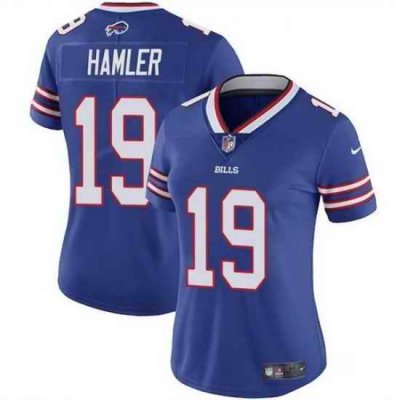 Women Buffalo Bills 19 KJ Hamler Blue Vapor Stitched Football Jersey