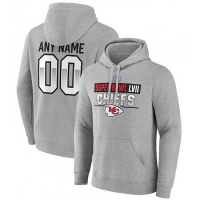 Men Kansas City Chiefs Active Player Custom Grey Super Bowl LVII Name  26 Number Pullover Hoodie