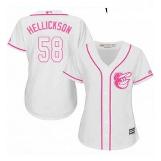 Womens Majestic Baltimore Orioles 58 Jeremy Hellickson Replica White Fashion Cool Base MLB Jersey