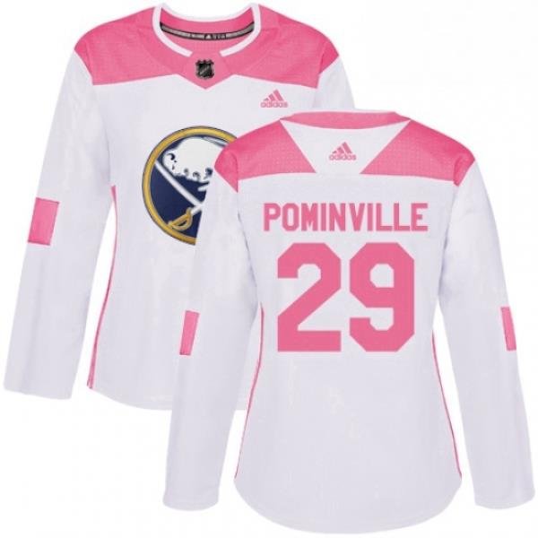 Womens Adidas Buffalo Sabres 29 Jason Pominville Authentic WhitePink Fashion NHL Jersey