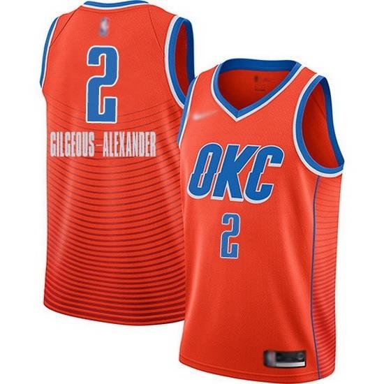 Thunder  2 Shai Gilgeous Alexander Orange Basketball Swingman Statement Edition 2019 2020 Jersey