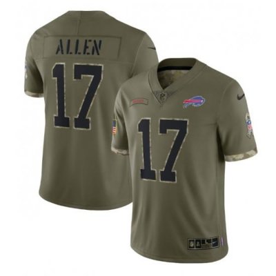 Men Buffalo Bills 17 Josh Allen Olive 2022 Salute To Service Limited Stitched Jersey