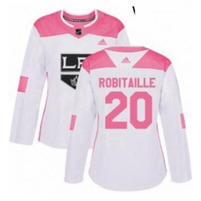 Womens Adidas Los Angeles Kings 20 Luc Robitaille Authentic WhitePink Fashion NHL Jersey