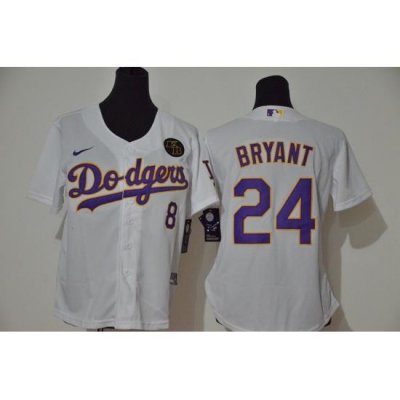 Los Angeles Dodgers 8 24 Kobe Bryant Women Nike White Purple No  Cool Base 2020 KB Patch MLB Jersey