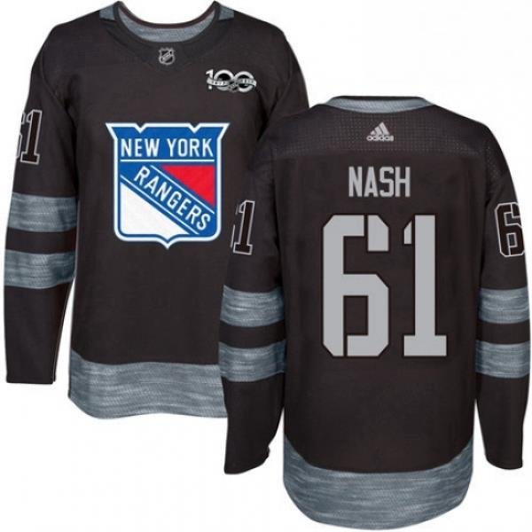 Mens Adidas New York Rangers 61 Rick Nash Authentic Black 1917 2017 100th Anniversary NHL Jersey