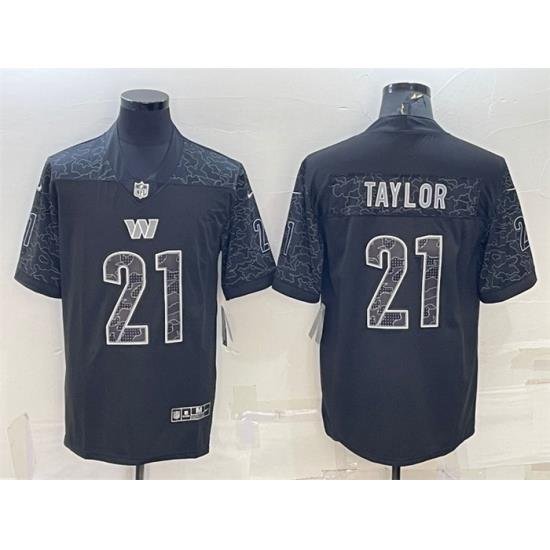 Men Washington Commanders 21 Sean Taylor Black Reflective Limited Stitched Football Jersey