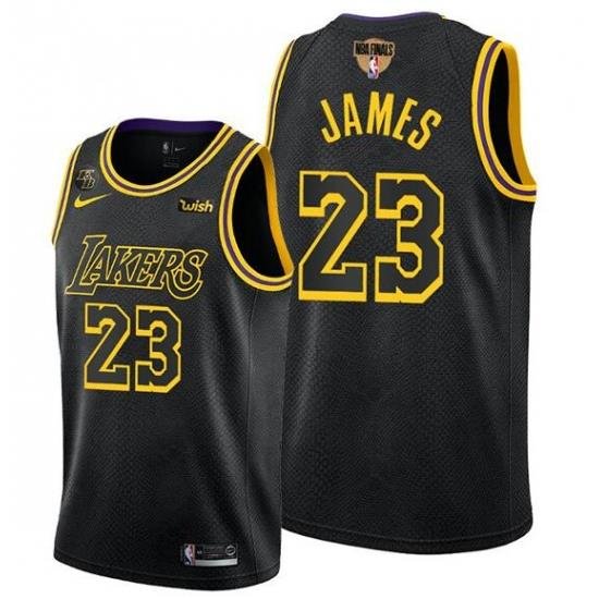 Men's Los Angeles Lakers #23 LeBron James 2020 Western Conference Champions Black Mamba Inspired Stitched NBA Jersey