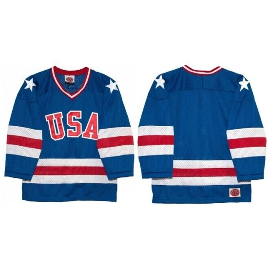 Men USA Hockey Custom Blue 1980 Miracle On Ice Stitched Hockey Jersey