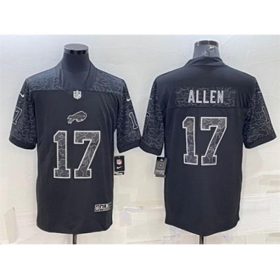 Men Buffalo Bills 17 Josh Allen Black Reflective Limited Stitched Football Jersey