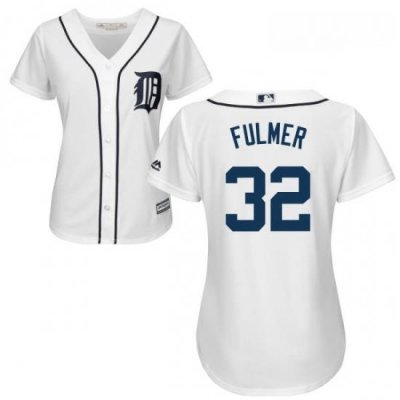 Womens Majestic Detroit Tigers 32 Michael Fulmer Replica White Home Cool Base MLB Jersey