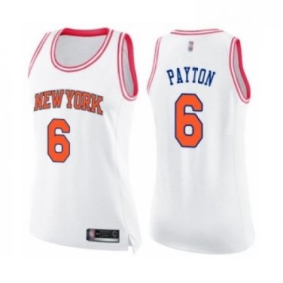 Womens New York Knicks 6 Elfrid Payton Swingman White Pink Fashion Basketball Jer