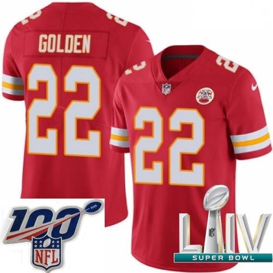 2020 Super Bowl LIV Youth Nike Kansas City Chiefs #22 Robert Golden Red Team Color Vapor Untouchable Limited Player NFL Jersey