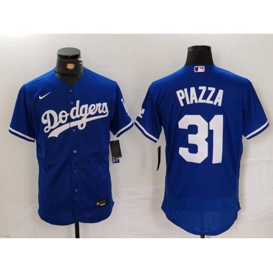 Men Los Angeles Dodgers 31 Mike Piazza Blue Flex Base Stitched Baseball Jersey 12